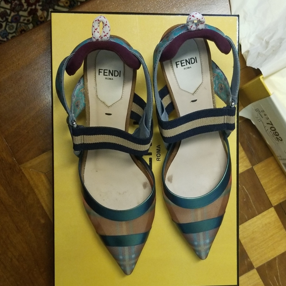 Fendi slingback kitten heels